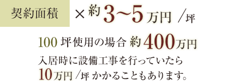 契約面積×3~5万円/坪